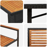 Garden Dining Set 7 pcs Black and Brown Poly Rattan 3365450