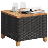 Garden Table Black 45x45x37 cm Poly Rattan Acacia Wood 366325
