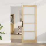 Sliding Door Natural 83 x 211 cm Solid Pine Wood and Glass 3332419