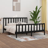 Bed Frame without Mattress Black 200x200 cm Solid Wood 3106857