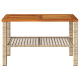 Garden Table Beige 70x38x42 cm Poly Rattan Acacia Wood 366272