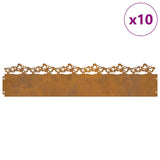 Lawn Edgings 10 pcs Rusty 103 x 0.05 x 22 cm Weathering Steel 874825