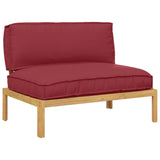 Sofa Set Plain Wine Red 120 x 80 x 69 cm Solid Acacia Wood 3418212
