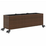 Garden Planters with Wheels 2 pcs Brown 107x32x38 cm Poly Rattan 3210526