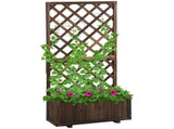 72.5 x 31.5 x 149.5 cm 45L Garden Wooden Pine Trough Planter with Topped Trellis Climbing Plants T3398P314707