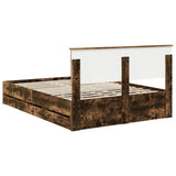 Bed Frame with Drawer Smoked Oak 140 x 200 cm Engineer Wood 3410704