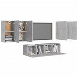 6 Piece TV Cabinet Set Concrete Grey Engineered Wood 3079099