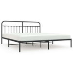 Metal Bed Frame without Mattress with Headboard Black 193x203cm 352584