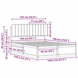 Bed Frame with Upholstered Headboard Taupe 140 x 190 cm 3398237