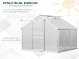 190 x 190cm Walk-In Polycarbonate Greenhouse T3398P318734