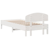 Bed Frame without Mattress White 90x200 cm Solid Wood Pine 3207222