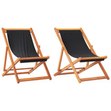 ZNTS Folding Beach Chairs 2 pcs Black Fabric 3214497