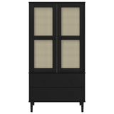 Wardrobe SENJA Rattan Look Black 90x55x175 cm Solid Wood Pine 358036