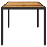 Garden Table with Acacia Wood Top Black 190x90x75 cm Poly Rattan 365541