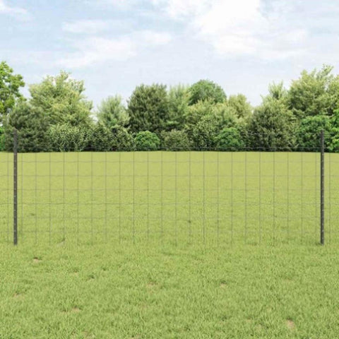 Fence with Posts Grey 0.8 x 25 m Steel 3336116