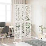 Room Divider 3 Panels White Solid Wood Paulownia 358736