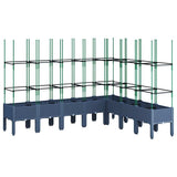 Garden Planter with Trellis Blue Grey 200x160x142.5 cm PP 367971
