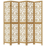 Room Divider 5 Panels Brown Solid Wood Paulownia 358871