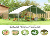Chicken Walk-in Run, Galvanised Chicken Coop, Hen Poultry House Cage, Rabbit Hutch Pet Playpen T3398P350074