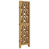 Room Divider 5 Panels Brown Solid Wood Paulownia 358869