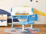 Kids Desk and Chair Set, Height Adjustable Student Writing Desk, Children School Study Table with T3398P347709
