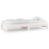 Day Bed White Solid pinewood Double Expandable Day Bed 820438