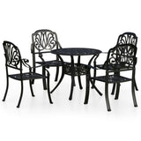 Bistro Set Black Cast aluminium 1 Table, 4 Chairs Durable 3070602