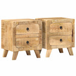 ZNTS Bedside Cabinet 2 pcs 40x32x46 cm Solid Wood Rough Mango 4104512