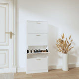 Shoe Cabinet High Gloss White 59x17x150 cm Engineered Wood 342522