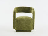 065 Chenille Fabric Accent Chair Armchair With Fabric Covered Wooden 360&deg Swivel Base, Green W1397P388515