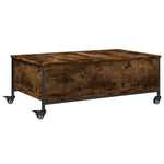 ZNTS Coffee Table with Wheels Smoked Oak 91x55x34 cm Engineered Wood 842298