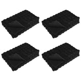 Anti-Slip Faux Rabbit Fur Blanket Olite 4 pcs Black Polyester 42021839