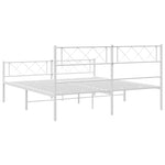 ZNTS Metal Bed Frame without Mattress with Footboard White 150x200cm 372346