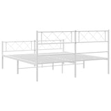 ZNTS Metal Bed Frame without Mattress with Footboard White 150x200cm 372346