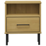 ZNTS Bedside Cabinet with Metal Legs Brown Solid Wood Pine OSLO 350970