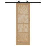 Sliding Door Natural and Black 73.5 x 211 cm Solid Pine Wood 3333328