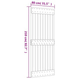 Sliding Door with Hardware Set 80x210 cm Solid Wood Pine 3203105