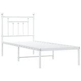 Bed Frame White Powder-Coated Steel Small Single Bed Frame 353576