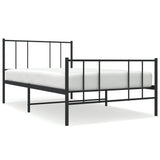 Metal Bed Frame without Mattress with Footboard Black 90x190cm 352490