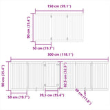 Dog Gate with Door Foldable 12 Panels Brown 600 cm Poplar Wood 3155663