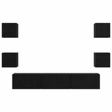 TV Cabinet Set Wall-mounted 7 pcs Black Oak Engineered Wood 3393397