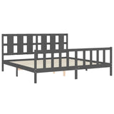Bed Frame without Mattress Grey 200x200 cm Solid Wood Pine 3192253