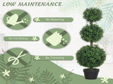 Set of 2 Decorative Artificial Trees, Topiary Ball-shaped Boxwood Trees in Pot, Fake Plants for Home T3398P343145