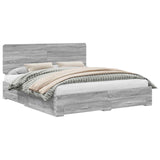 Bed Frame with Drawer Grey Sonoma 200 x 200 cm Engineered Wood 3412747