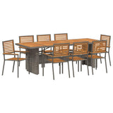 Garden Dining Set 9 pcs Grey and Brown Poly Rattan 3365447
