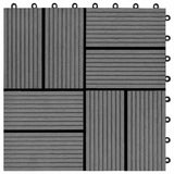 11 pcs Decking Tiles WPC 30x30 cm 1 sqm Grey 45030