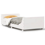 ZNTS Bed Frame without Mattress White 90x200 cm Solid Wood Pine 850777