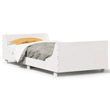 ZNTS Bed Frame without Mattress White 90x200 cm Solid Wood Pine 850777