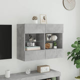 TV Wall Cabinet with LED Lights Concrete Grey 78.5x30x60.5 cm 837102