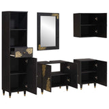 Bathroom Cabinet Set with Drawer 5 pcs Black Solid Mango Wood 3310162